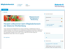 Tablet Screenshot of mitgliederbereich.diakonie-wuerttemberg.de